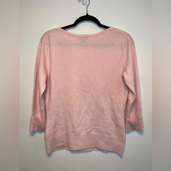 Prive 100% Cashmere Boatneck Pullover Button Cuff Sz M Pastel Pink - Picture 8 of 8